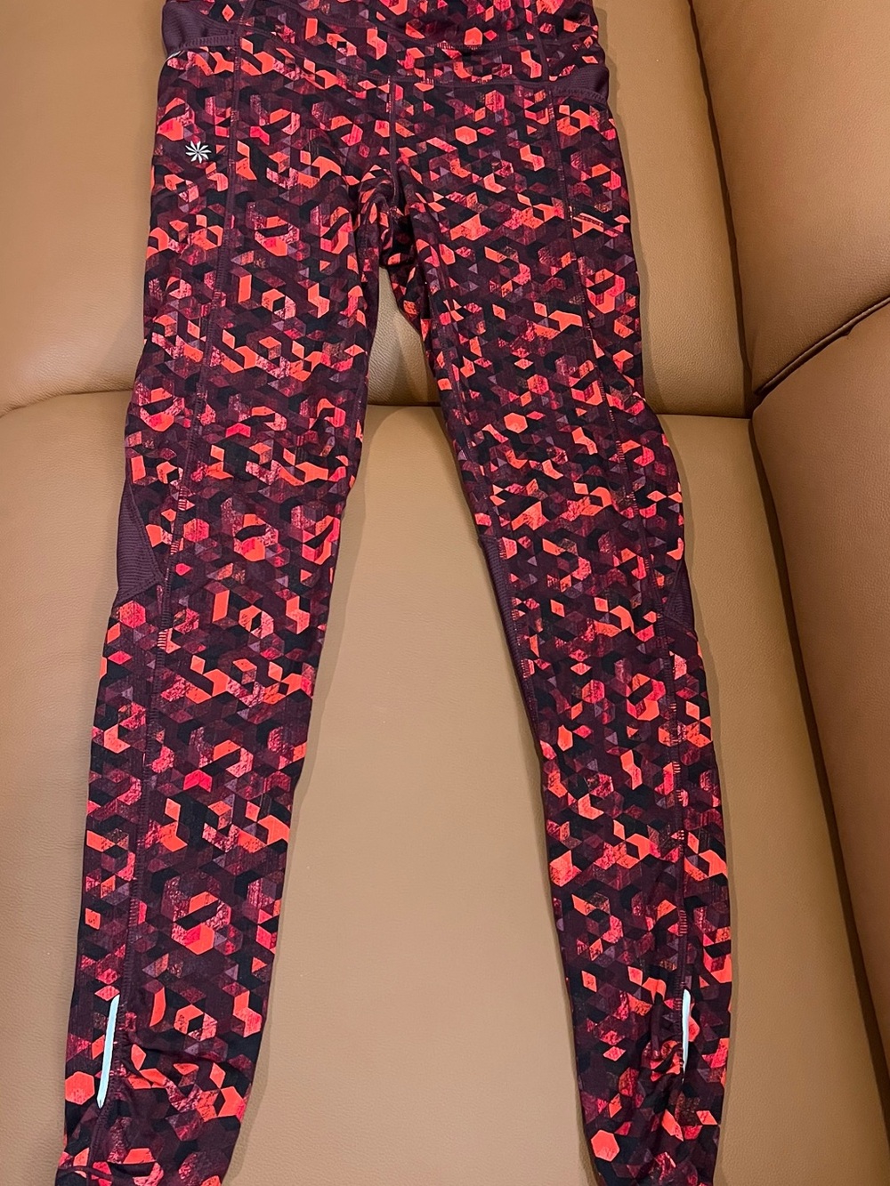 Athleta Black and Red Geometric Performance Leggings
